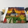 thumbnail image 1 of Uemuo Fall Village Scenery Printed Throw Blanket for Couch, Fluffy Fuzzy Blankets for Bed, Sofa, Cozy Flannel Faux Fur Blanket-80"x60", 1 of 6