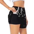 thumbnail image 1 of Uemuo Falling Musical Pattern Women's Athletic Shorts High Waisted Running Shorts with Liner Pockets Gym Elastic Workout Shorts-Medium, 1 of 9