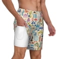 thumbnail image 1 of Uemuo Famous Places Pattern Mens Swim Trunks Quick Dry Board Shorts with Mesh Lining, Stretch Beach Shorts Quick Dry No-Chafing Board Shorts-XX-Large, 1 of 9