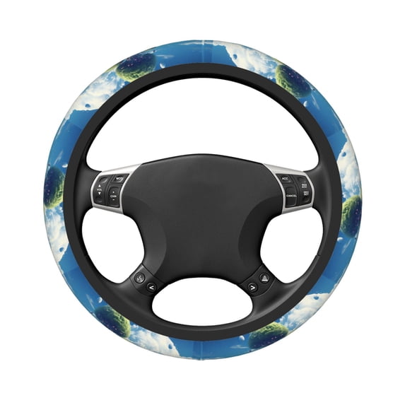 Uemuo Fantasy Treehouse Planet Scene Printed Car Elastic Steering Wheel Cover - Universal Car Accessory for Diverse Cars Anti-Slip, and Comfortable- 15"