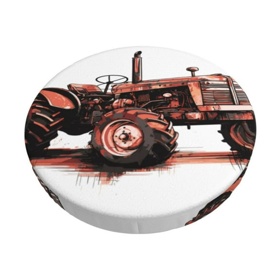 Uemuo Farm Tractor Pattern Round Bar Stool Seat Covers Washable Stool Cushion Slipcover Elastic Bar Chair Covers-12 inch