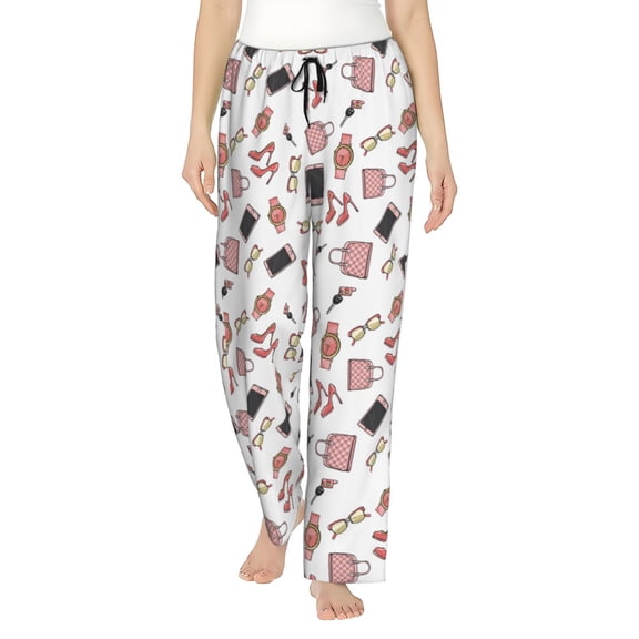 Uemuo Fashion Pattern Women's Wide Leg Palazzo Lounge Pants with Pockets Light Weight Loose Comfy Casual Pajama Pants-X-Large