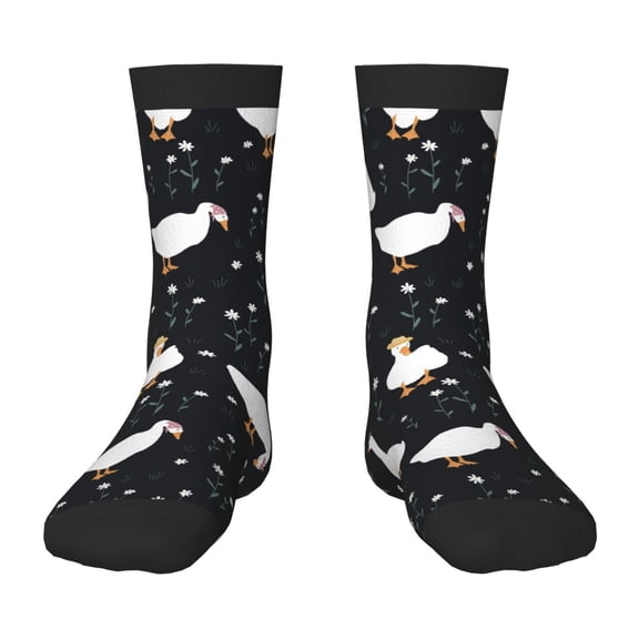 Uemuo Fashionable Goose Printed Kids Boys Socks Seamless Crew Socks Crazy Funny Athletic Sport Socks for Children