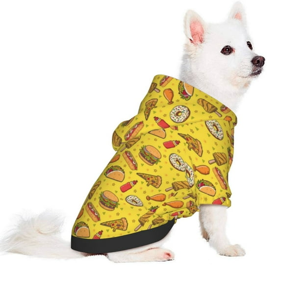 Uemuo Fast Food 1 for Winter Dog Hoodie Sweatshirts with Pockets Warm Dog Clothes for Small Dogs Chihuahua-Medium