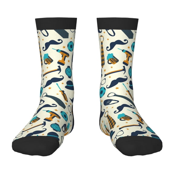 Uemuo Fathers day Printed Kids Boys Socks Seamless Crew Socks Crazy Funny Athletic Sport Socks for Children