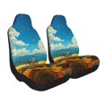 thumbnail image 1 of Uemuo Field Bicycle Young Sunflower Pattern Car Seat Covers for Front Seats Waterproof Seat Covers for Cars, Universal Auto Front Seats Protector Fits for Car-2 PCS, 1 of 6
