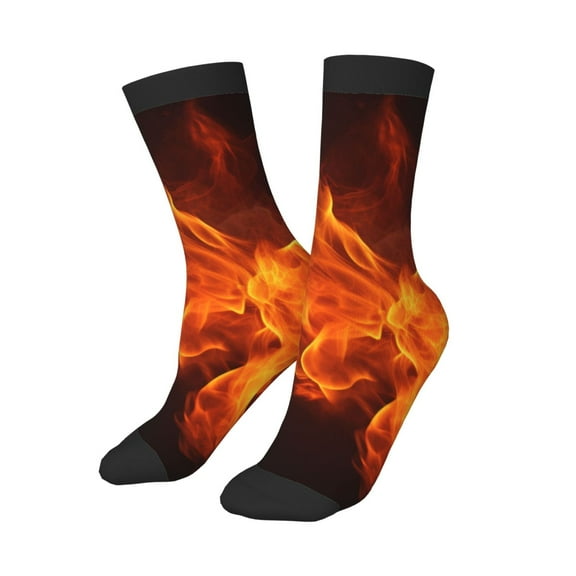 Uemuo Fiery Orange Flames Energy Printed Kids Boys Socks Seamless Crew Socks Crazy Funny Athletic Sport Socks for Children