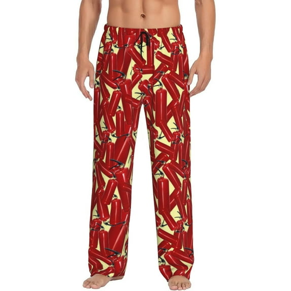 Uemuo Fire Extinguisher Pattern Men's Wide Leg Palazzo Lounge Pants with Pockets Light Weight Loose Comfy Casual Pajama Pants-