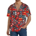 thumbnail image 1 of Uemuo Fire Sign Pattern Cotton Linen Short Sleeve Shirts,Casual Lightweight Button Down Shirts,Vacation Beach Summer Tops-XX-Large, 1 of 7