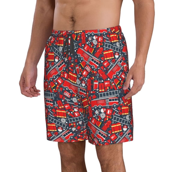Uemuo Fire Sign Pattern Men's Swim Trunks Hawaiian Beach Bathing Suit Swimsuits Beach Quick-Dry Shorts with Pockets-Large