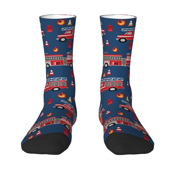 Uemuo Fire Truck 1 Pattern Women's Crew Socks, Soft Durable Breathable Moisture-Wicking with Odor Control Cotton socks