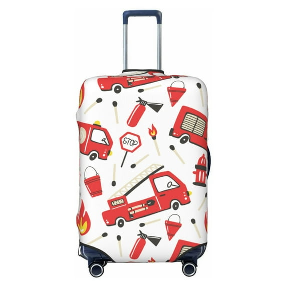 Uemuo Fire Truck Printed Washable Luggage Cover - Fashion Suitcase Protector Fits 18-32 Inch Luggage -Large