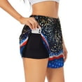thumbnail image 1 of Uemuo Fireworks Pattern Women's Athletic Shorts High Waisted Running Shorts with Liner Pockets Gym Elastic Workout Shorts-Small, 1 of 9