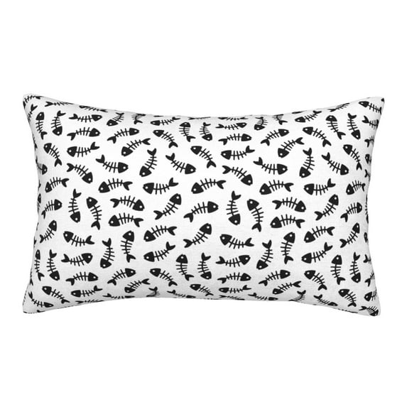 Uemuo Fish Bone Print Throw Pillow Case – Cozy & Soft Cushion Cover, Hypoallergenic Pillow Case for Sleeping, Perfect for Women with Envelope Closure-14"x20"