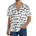 thumbnail image 1 of Uemuo Fish Bones Pattern Cotton Linen Short Sleeve Shirts,Casual Lightweight Button Down Shirts,Vacation Beach Summer Tops-4X-Large, 1 of 7