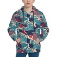 thumbnail image 1 of Uemuo Fish In The Wave Pattern Hooded Sweatshirt for Youth Pullover with Kangaroo Pocket Trendy youth sweatshirt Casual Hoodie for Boys and Girls-Small, 1 of 6