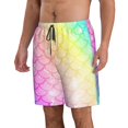 thumbnail image 1 of Uemuo Fish Scale Pattern Men's Swim Trunks Hawaiian Beach Bathing Suit Swimsuits Beach Quick-Dry Shorts with Pockets-, 1 of 9