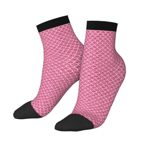 Uemuo Fish Scales Printed Crew Socks, Moisture-Wicking Socks, Athletic Socks for Men Breathable Cushion Socks Casual Sport Socks for Running Traveling