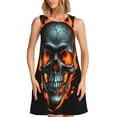 thumbnail image 1 of Uemuo Flame Metal Skull Pattern Women’s Sleeveless Dress – Casual Summer A-Line Dress, Stylish and Comfortable Sundress for Hot Weather, 1 of 7