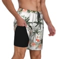 thumbnail image 1 of Uemuo Flamingo Palm Trees Pattern Mens Swim Trunks Quick Dry Board Shorts with Mesh Lining, Stretch Beach Shorts Quick Dry No-Chafing Board Shorts-, 1 of 9