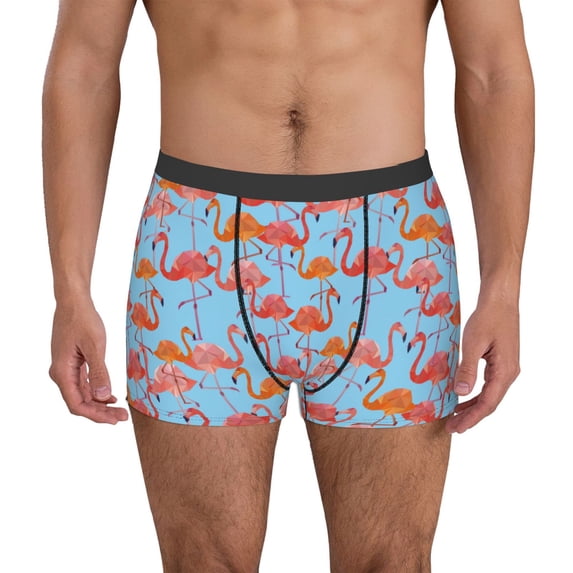 Uemuo Flamingo Pattern Men's Boxer Briefs,Trunk Anti-Chafing,Comfortable, Durable, and Stylish Underwear-XX-Large
