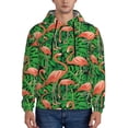 thumbnail image 1 of Uemuo Flamingo Pattern Men's Hoodie - Casual Pullover Hoodie with Kangaroo Pocket, Stylish Hooded Sweatshirt for Everyday Wear-Large, 1 of 7