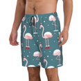 thumbnail image 1 of Uemuo Flamingo Pattern Men's Swim Trunks Hawaiian Beach Bathing Suit Swimsuits Beach Quick-Dry Shorts with Pockets-3X-Large, 1 of 9