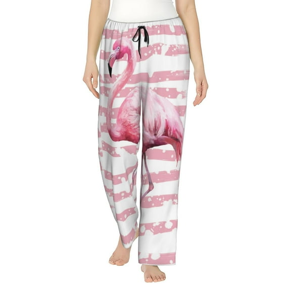 Uemuo Flamingo Pattern Women's Wide Leg Palazzo Lounge Pants with Pockets Light Weight Loose Comfy Casual Pajama Pants-Medium