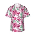 thumbnail image 1 of Uemuo Flamingo Printed Regular Fit Short Sleeve Casual Hawaiian Shirt for Men,Aloha shirt,Tropical shirt,Floral print shirt,Vacation Beach shirt-, 1 of 9