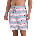 thumbnail image 1 of Uemuo Flamingo1 Pattern Men's Swim Trunks Hawaiian Beach Bathing Suit Swimsuits Beach Quick-Dry Shorts with Pockets-XX-Large, 1 of 9