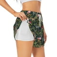 thumbnail image 1 of Uemuo Flamingos And Palm Leaves Pattern Women's Athletic Shorts High Waisted Running Shorts with Liner Pockets Gym Elastic Workout Shorts-Medium, 1 of 9