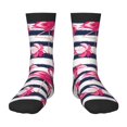 thumbnail image 1 of Uemuo Dark Blue Stripes and Flamingos Printed Kids Boys Socks Seamless Crew Socks Crazy Funny Athletic Sport Socks for Children, 1 of 6