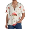 thumbnail image 1 of Uemuo Flat Mushrooms Pattern Cotton Linen Short Sleeve Shirts,Casual Lightweight Button Down Shirts,Vacation Beach Summer Tops-XX-Large, 1 of 7
