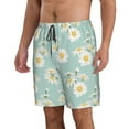 thumbnail image 1 of Uemuo Floral Daisy Pattern Men's Swim Trunks Hawaiian Beach Bathing Suit Swimsuits Beach Quick-Dry Shorts with Pockets-XX-Large, 1 of 9