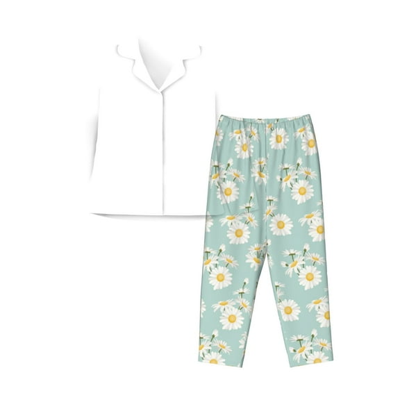 Uemuo Floral Daisy Pattern Womens Pajama Sets,PJ Set for Women,Pajamas for Women Logo,Long Sleeve Pajama Set for Women,Soft Long Sleeve Top With Pants-Small