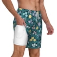 thumbnail image 1 of Uemuo Floral Pattern Mens Swim Trunks Quick Dry Board Shorts with Mesh Lining, Stretch Beach Shorts Quick Dry No-Chafing Board Shorts-Small, 1 of 9