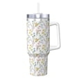 thumbnail image 1 of Uemuo Floral Print 40oz Ice Bully With Handle And Straw Stainless Steel Vacuum Insulated Cup And 2 In 1 Straw Lid Insulated Travel Tumbler, 1 of 8