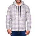 thumbnail image 1 of Uemuo Floral Purple Buffalo Plaid for Men's Fashion Full-zip Hoodies & Sweatshirts with Kangaroo Pocket, Zip-up Hooded Sweatshirt, Moisture Wicking & Breathable-XX-Large, 1 of 5