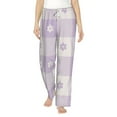 thumbnail image 1 of Uemuo Floral Purple Buffalo Plaid Pattern Women's Wide Leg Palazzo Lounge Pants with Pockets Light Weight Loose Comfy Casual Pajama Pants-Small, 1 of 9
