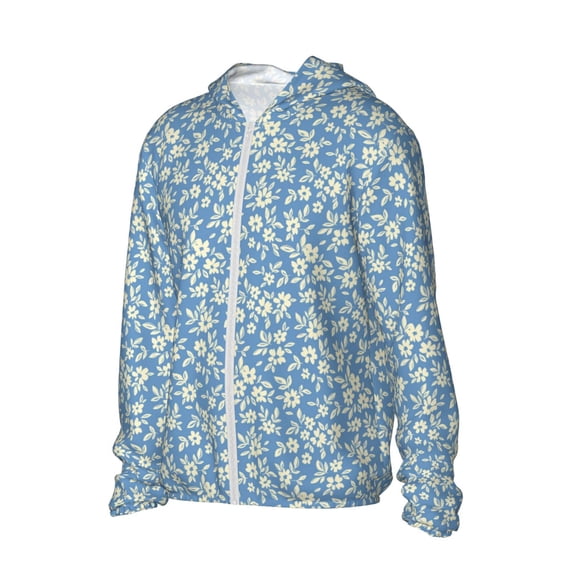 Uemuo Floral Retro Style Pattern Women's Full Zip UPF 50+ Sun Protection Hoodie Jacket Long Sleeve Sun Shirt Hiking Outdoor Performance with Pockets-XX-Large