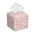 thumbnail image 1 of Uemuo Floral Retro Style Tissue Box Cover Holder, Square with Bottom Belt - PVC Leather Decorative Organizer for Tabletop, Bathroom, Car, Office, 1 of 8