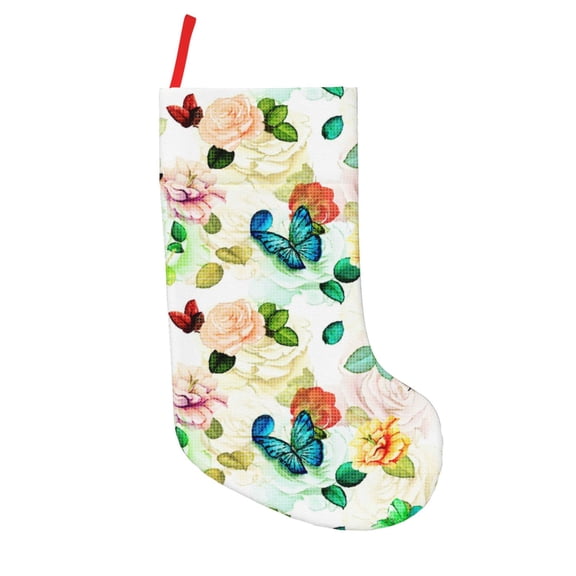 Uemuo Floral Vintage Print Christmas Stockings, 18inch Xmas Hanging Stocking Decorations for Christmas Party Family Decor