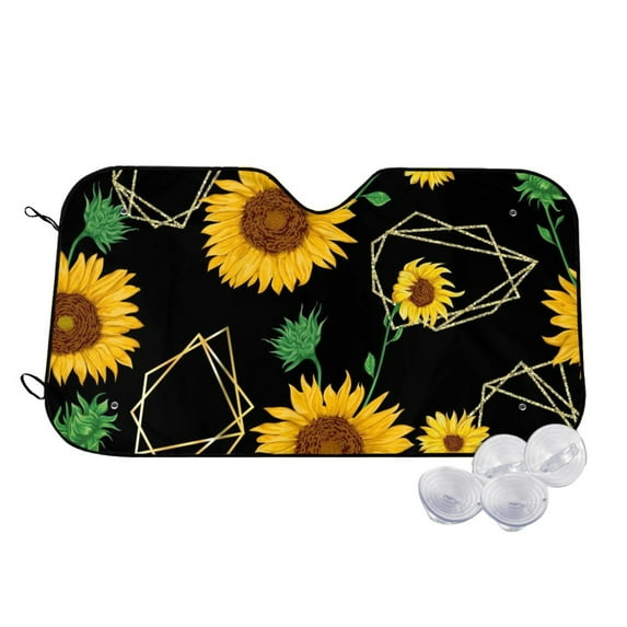 Uemuo Flower (2) Pattern Accordion Car Windshield Sun Shade, Foldable Reflective Sun Visor for Car, Reflector Windshield Sunshade-Medium