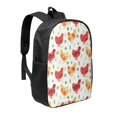 thumbnail image 1 of Uemuo Flower Chicken Printed Durable 17-inch Student Backpack - Lightweight, Waterproof, Adjustable Straps, Ideal for School, Work, Travel, 1 of 5