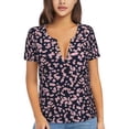 thumbnail image 1 of Uemuo Flower Drawing Women's Deep V-Neck Low Cut Tops - Casual Loose Fit with Stainless Steel Loop, Soft, Breathable, Perfect for Office, Travel, and Daily Wear-X-Large, 1 of 5