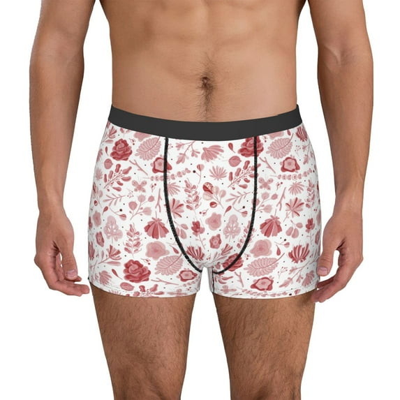 Uemuo Flower Leaves Pattern Men's Boxer Briefs,Trunk Anti-Chafing,Comfortable, Durable, and Stylish Underwear-X-Large