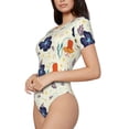 thumbnail image 1 of Uemuo Flower Leaves Pattern Women's One Piece Short Sleeve Swimsuit Rash Guard Surfing Modest Quick-drying Swimsuit Beach Essentials-Medium, 1 of 9