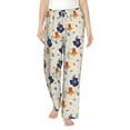 thumbnail image 1 of Uemuo Flower Leaves Pattern Women's Wide Leg Palazzo Lounge Pants with Pockets Light Weight Loose Comfy Casual Pajama Pants-Small, 1 of 9