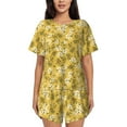 thumbnail image 1 of Uemuo Flower Pattern Women's Short-Sleeved Pajama, Button-Front Loungewear, 2-Piece Summer Sleepwear, Elastic Drawstring Shorts-XX-Large, 1 of 7