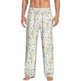 thumbnail image 1 of Uemuo Flower Rabbit Pattern Men's Wide Leg Palazzo Lounge Pants with Pockets Light Weight Loose Comfy Casual Pajama Pants-X-Large, 1 of 9